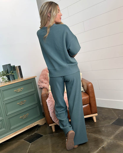 Chill Mode Ribbed Top + Wide Leg Lounge Set