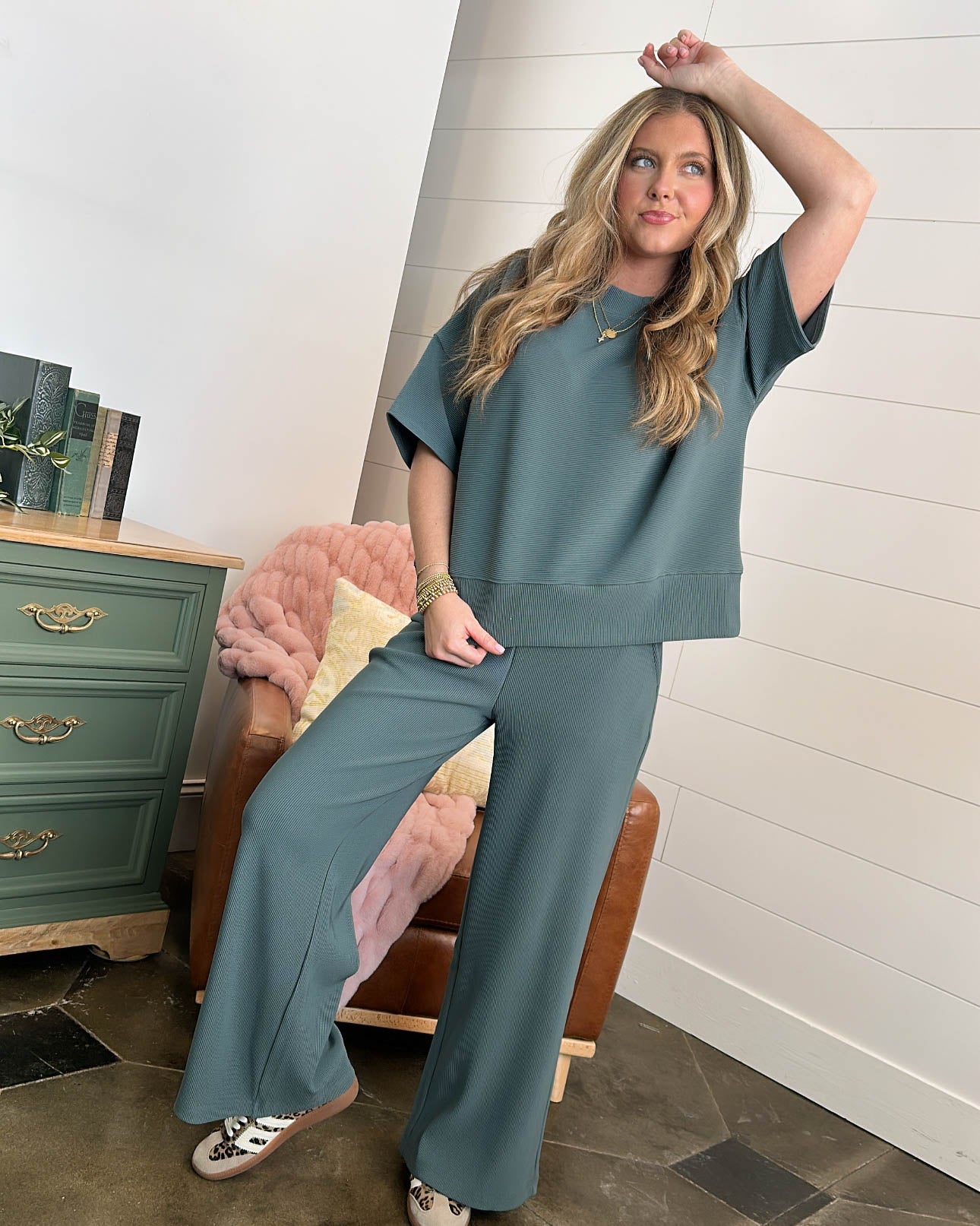 Chill Mode Ribbed Top + Wide Leg Lounge Set