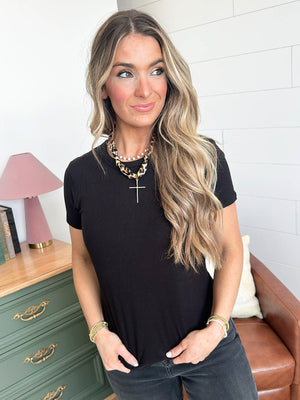 Marnie Ribbed Curved Hem Tee