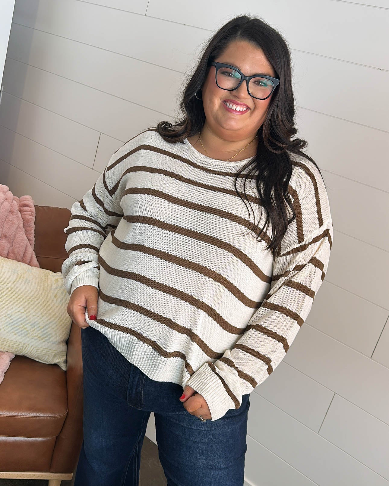 Safe Harbour Striped Slub Knit Sweater