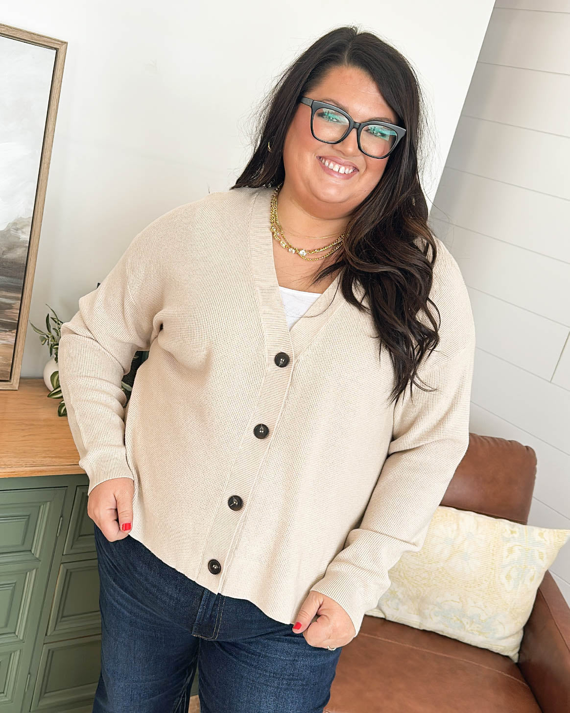 Falling For Spring Mini Waffle Knit Sweater Cardigan