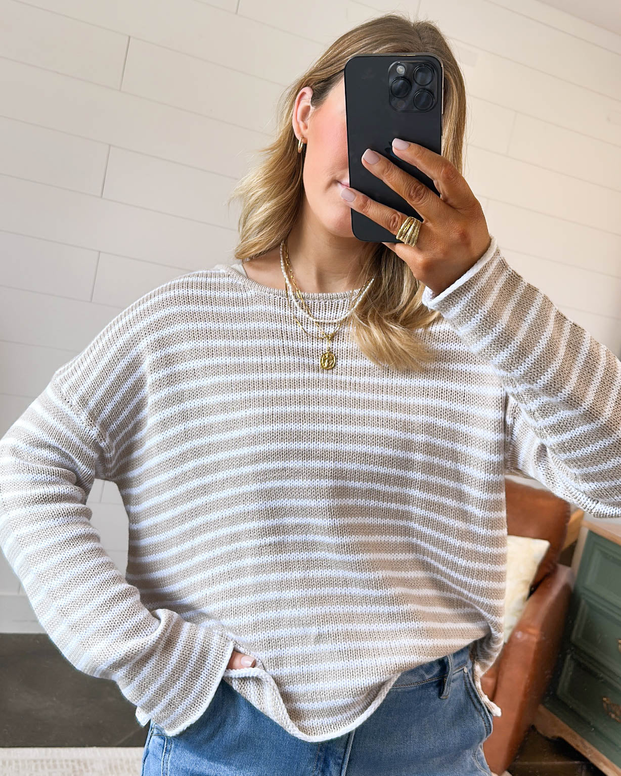 Schooner Day Striped Split Hem Sweater