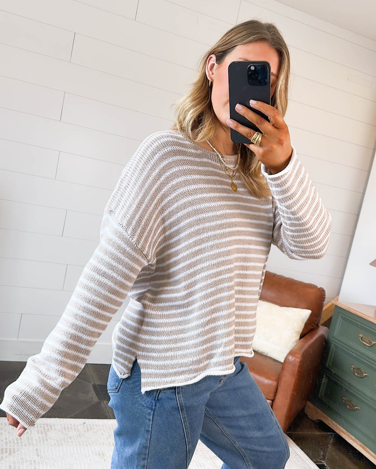 Schooner Day Striped Split Hem Sweater
