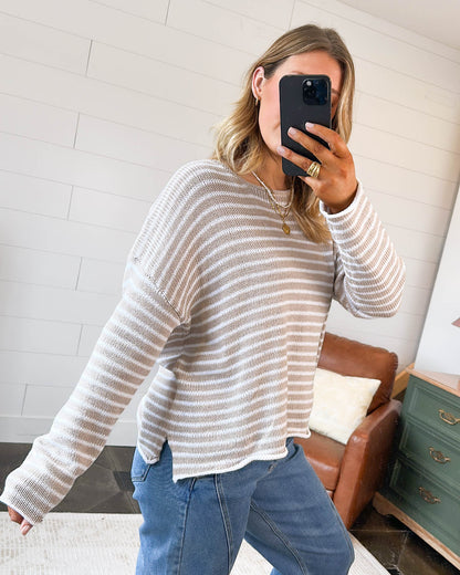 Schooner Day Striped Split Hem Sweater