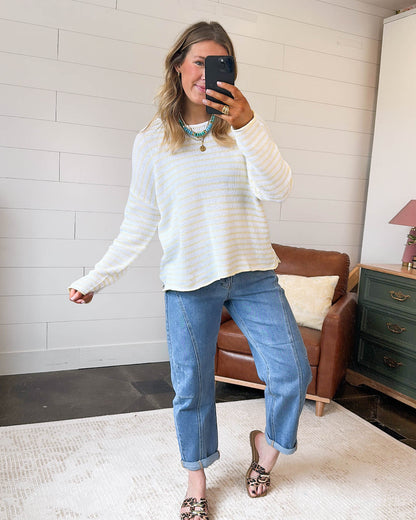 Schooner Day Striped Split Hem Sweater