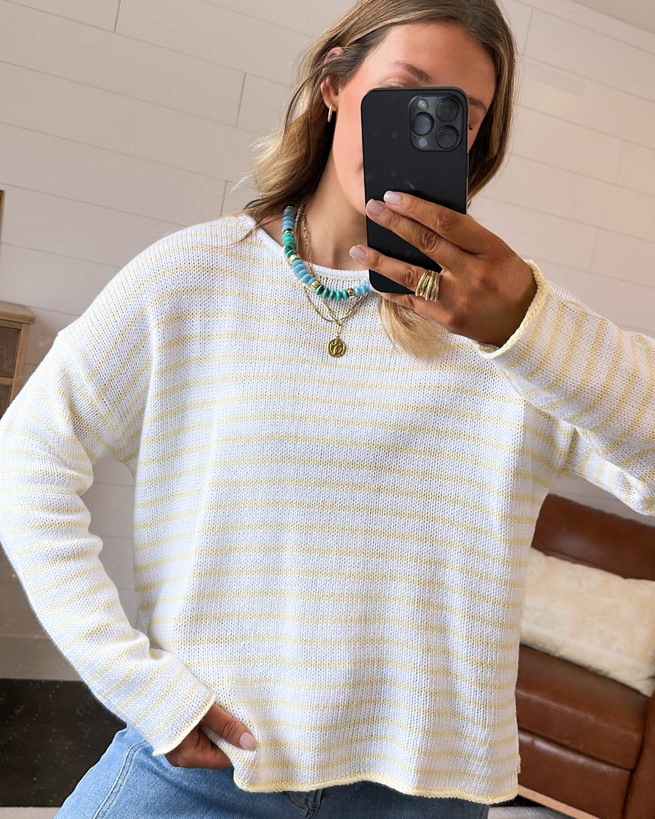 Schooner Day Striped Split Hem Sweater