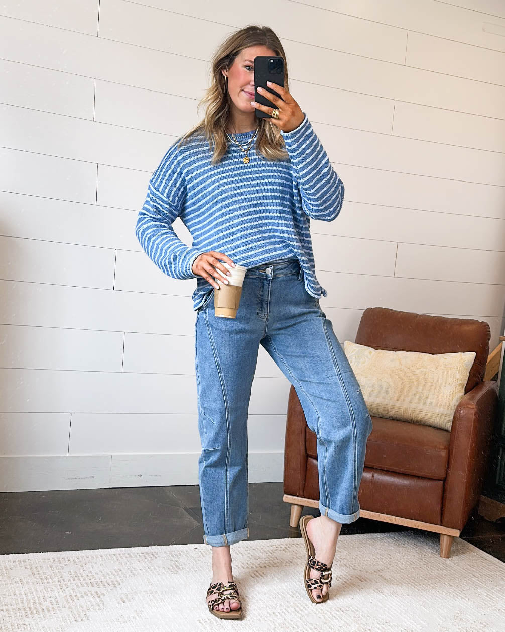 Schooner Day Striped Split Hem Sweater