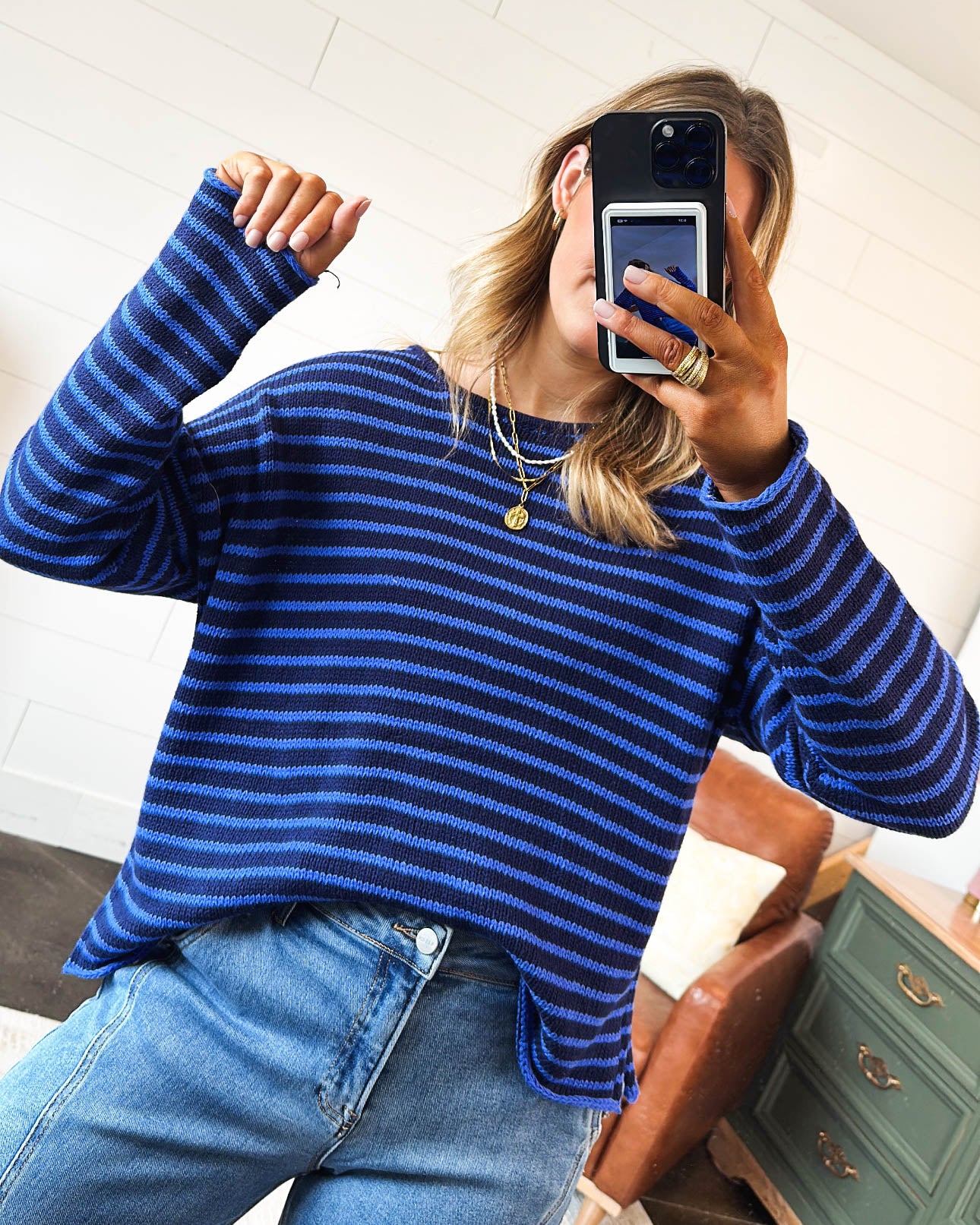 Schooner Day Striped Split Hem Sweater