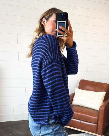 Schooner Day Striped Split Hem Sweater