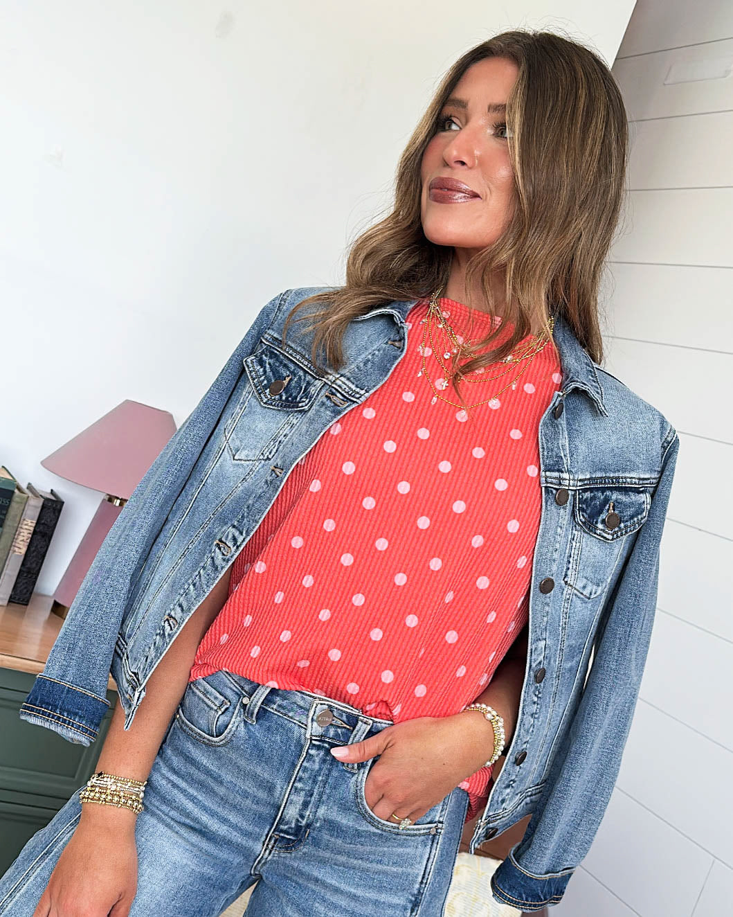 Sunny Spot Ribbed Polka Dot Top