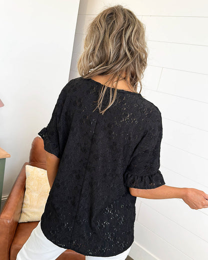 Sweet Nothings Floral Eyelet Knit Top