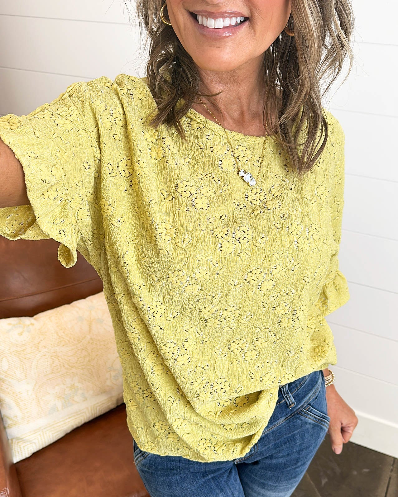 Sweet Nothings Floral Eyelet Knit Top