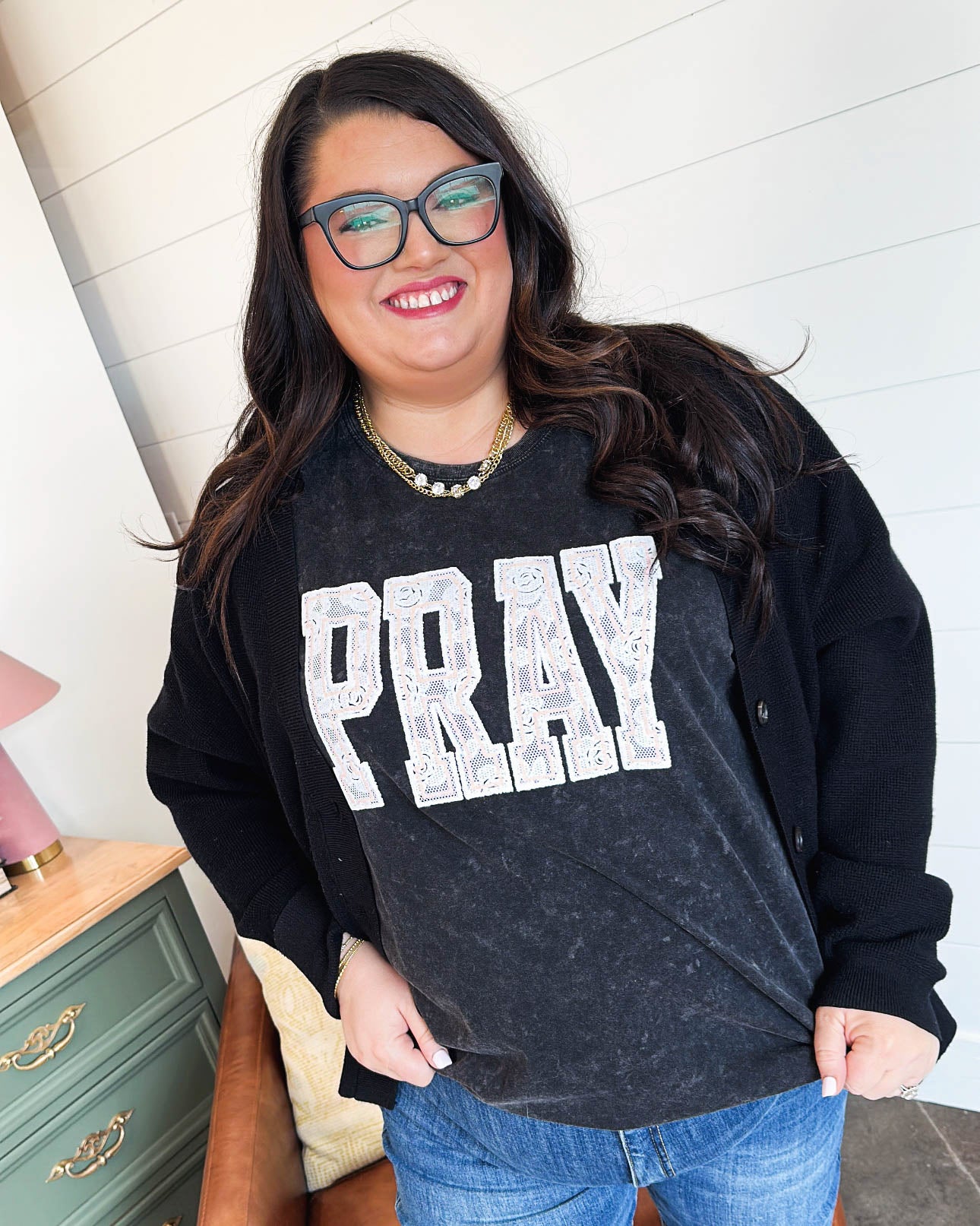 Pray Acid Washed Graphic Tee