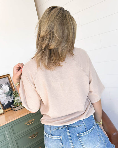 Day By Day Raglan Drawstring Waist Top