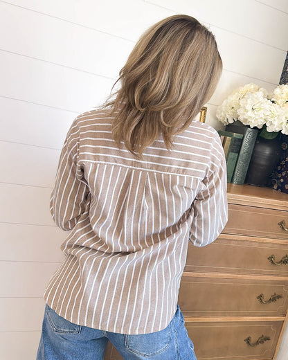 Coffee House Striped Hi-Lo Shirt