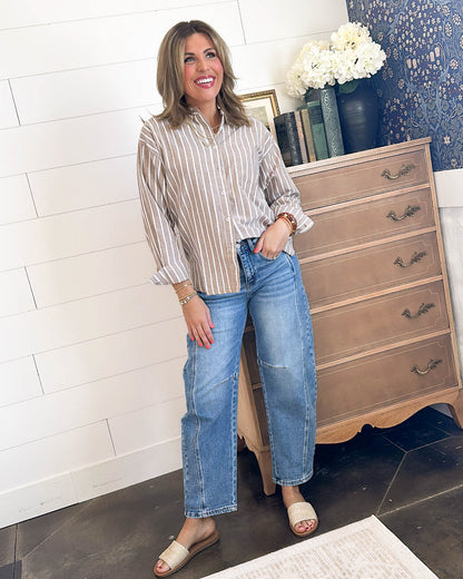 Coffee House Striped Hi-Lo Shirt