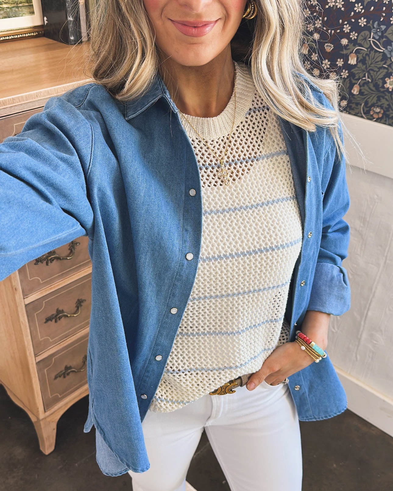 Blue Skies Snap Up Denim Shirt