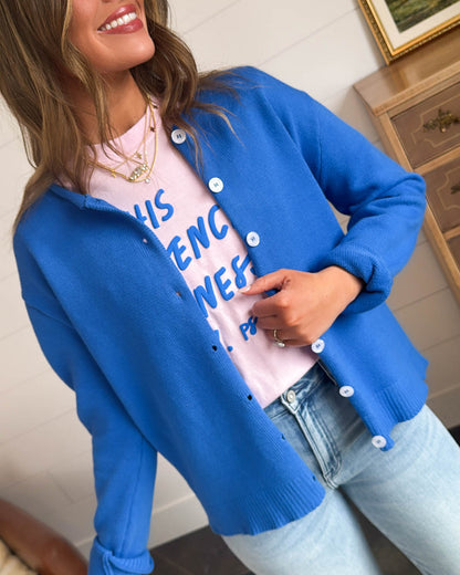 Lucky Charm Rolled Neck Sweater Cardigan