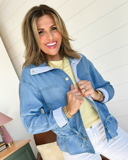 The Breezey Contrast Trim Chambray Jacket