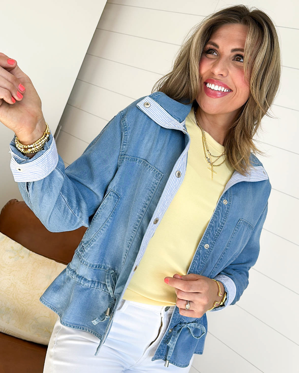 The Breezey Contrast Trim Chambray Jacket