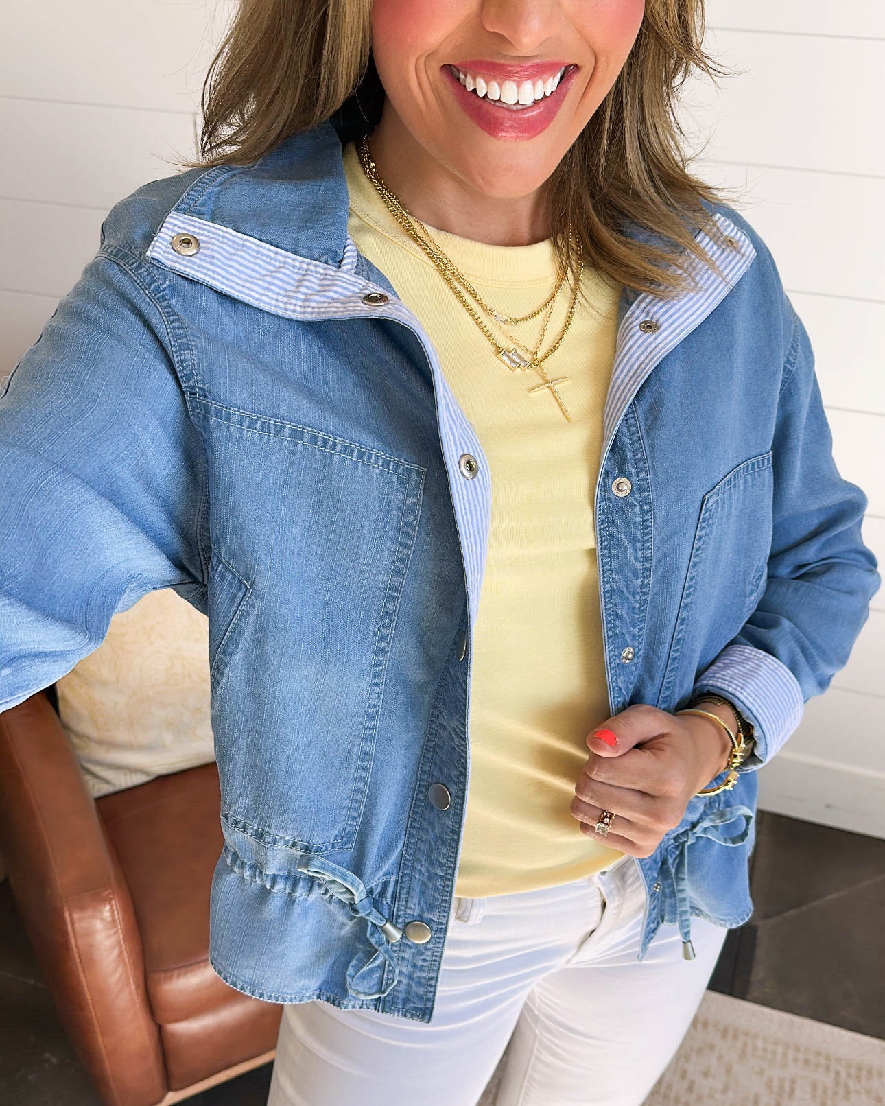 The Breezey Contrast Trim Chambray Jacket