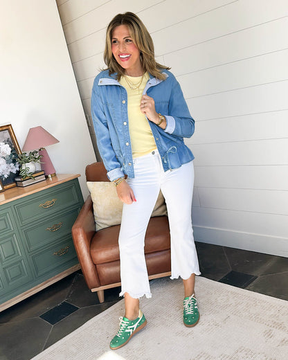 The Breezey Contrast Trim Chambray Jacket