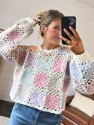 Dream Weaver Crocheted Patchwork Sweater