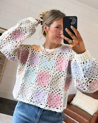Dream Weaver Crocheted Patchwork Sweater