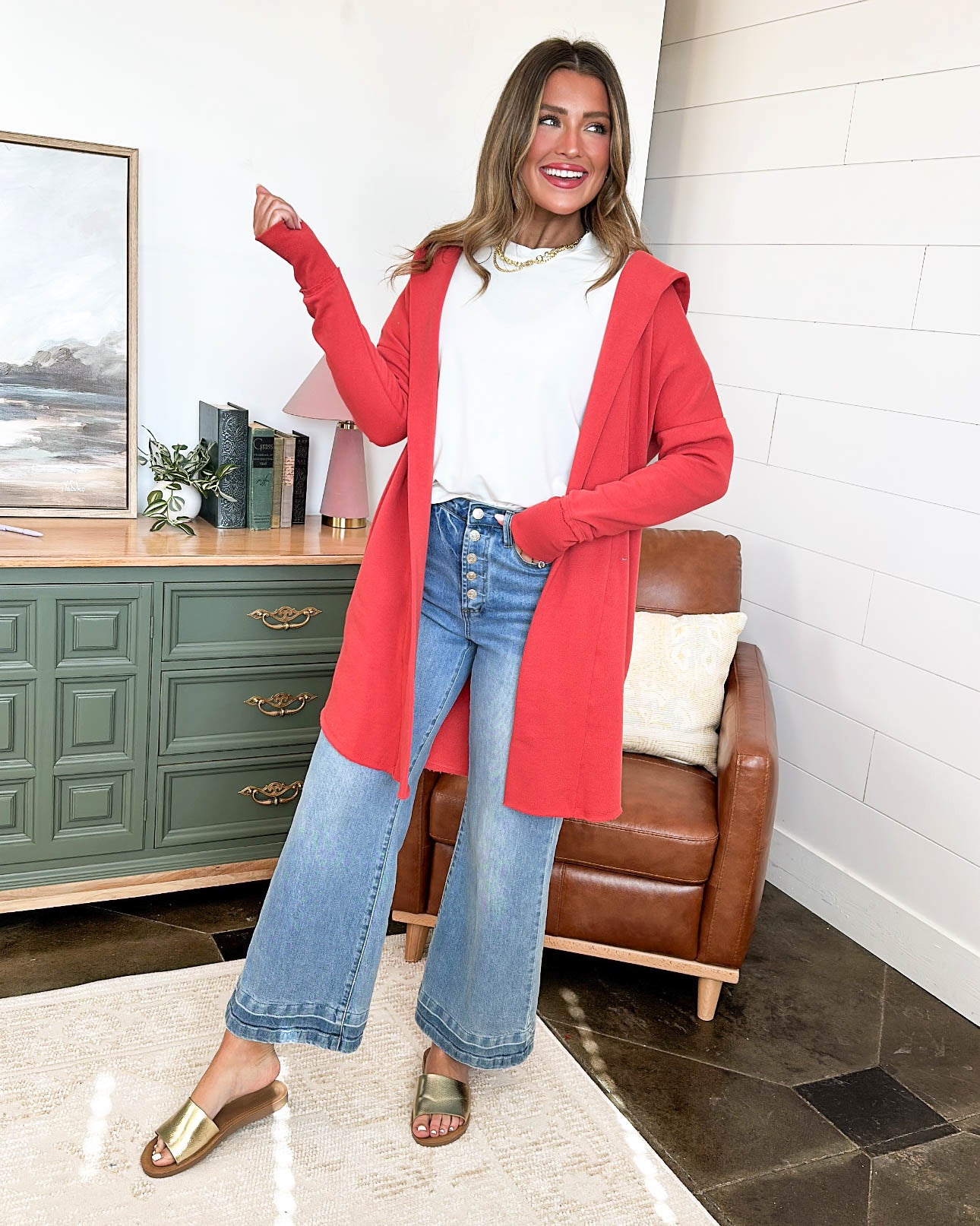 Afternoon Outing French Terry Longline Hooded Cardigan