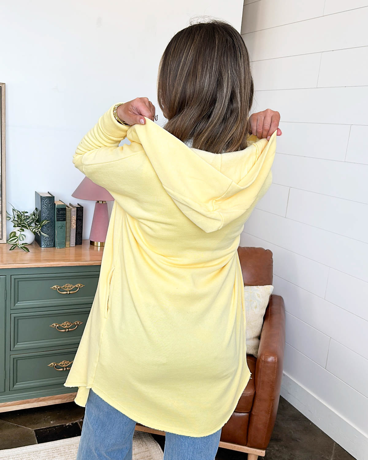 Afternoon Outing French Terry Longline Hooded Cardigan