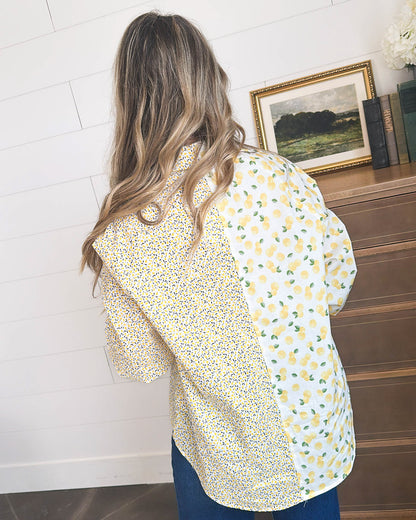 Squeeze The Day Mixed Lemon Print Shirt