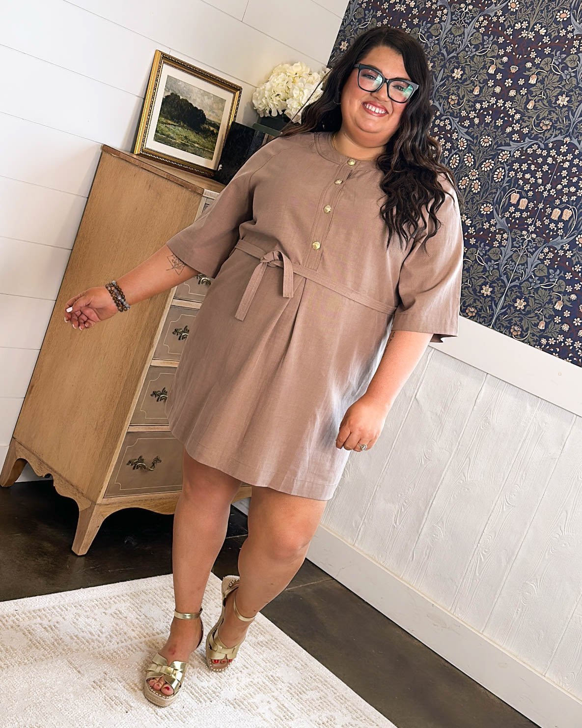 The Savannah Half Button Tie Waist Dress