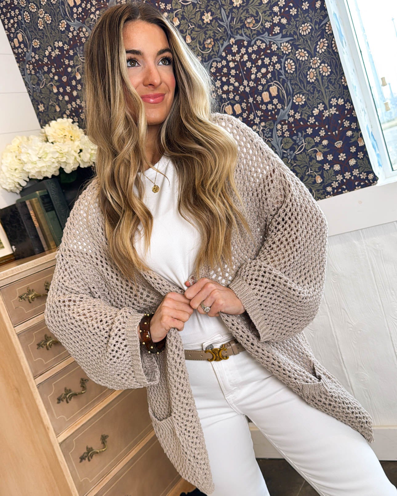 Santorini Sun Open Crocheted Cardigan