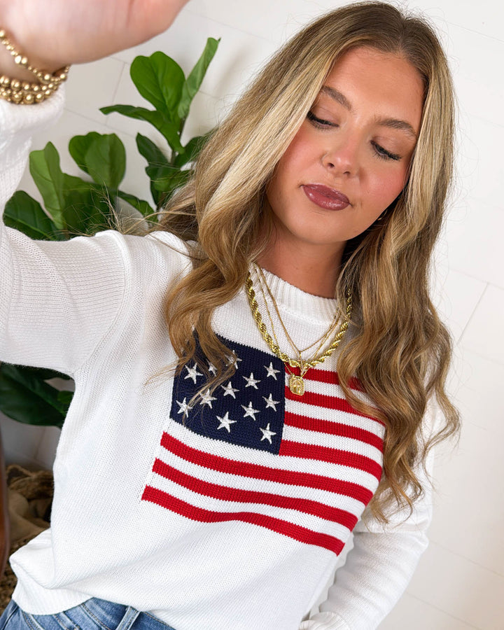 Star Spangled USA Flag Knit Sweater