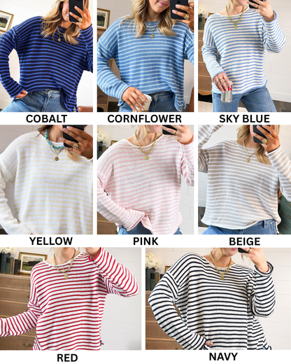 Schooner Day Striped Split Hem Sweater