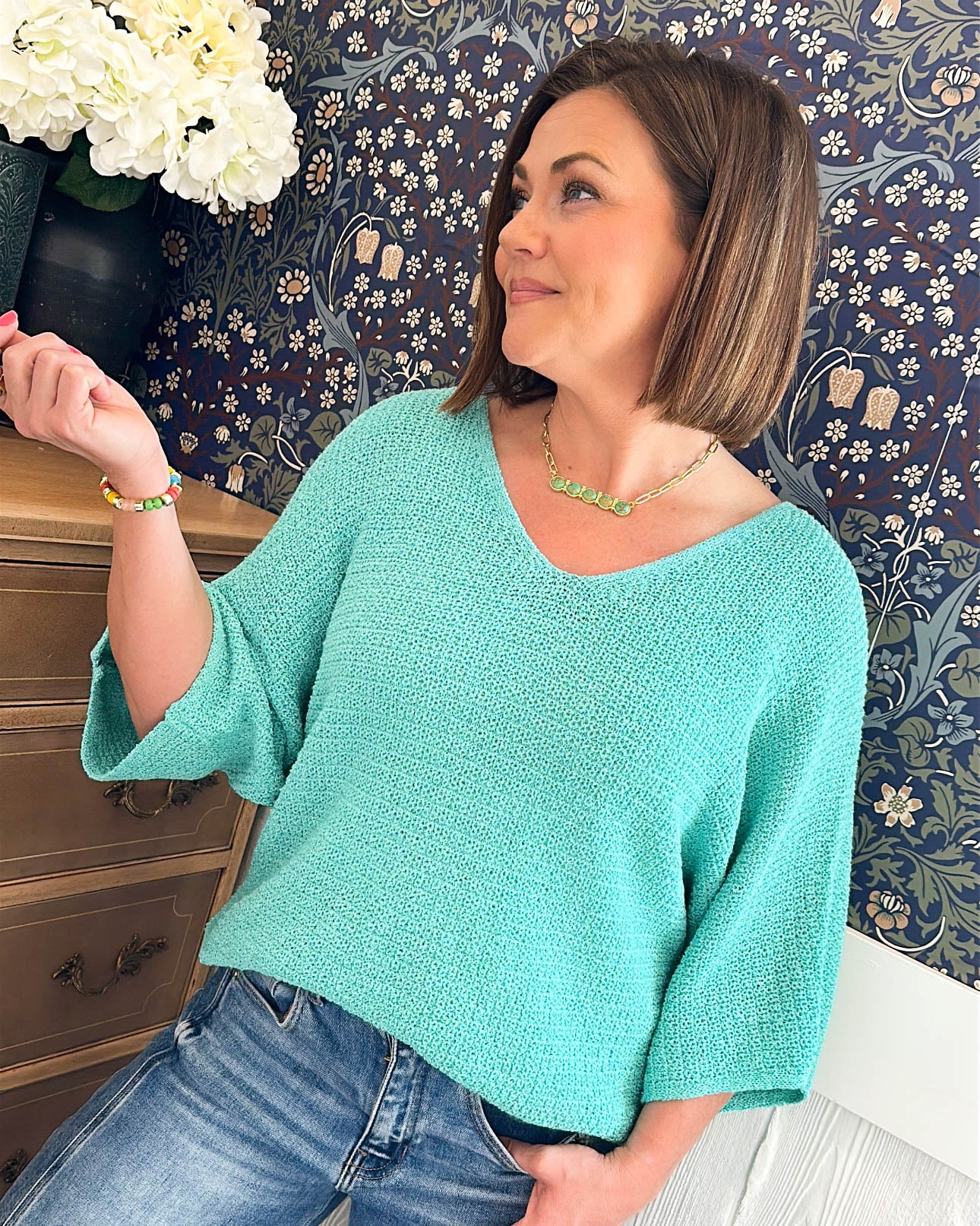 Set The Course Lightweight Double V-Neck Sweater