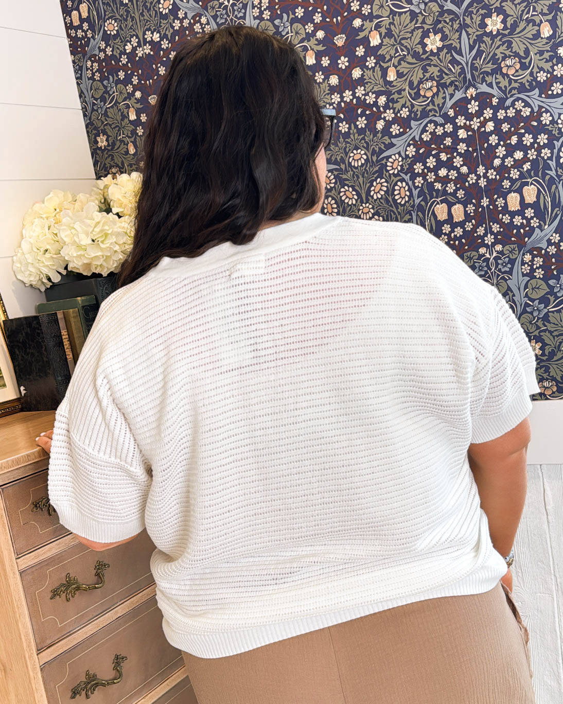 Sitting Dockside Open Knit Henley Sweater