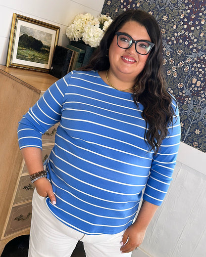 Nautica Lover Striped Boat Neck Top