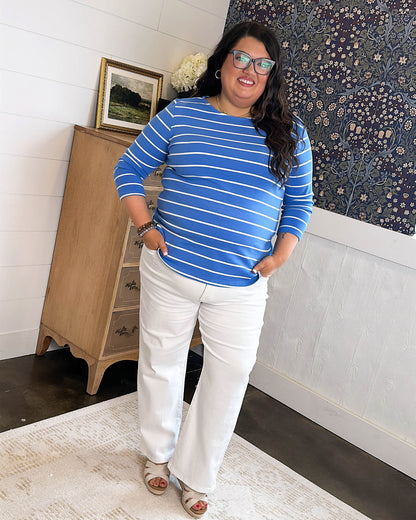 Nautica Lover Striped Boat Neck Top