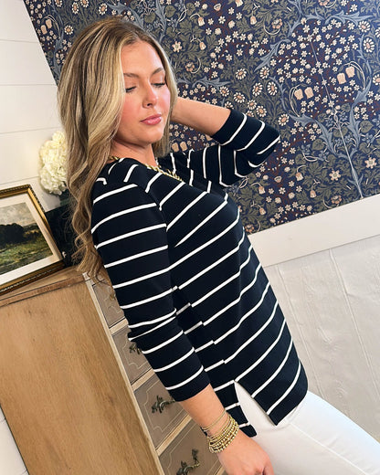 Nautica Lover Striped Boat Neck Top