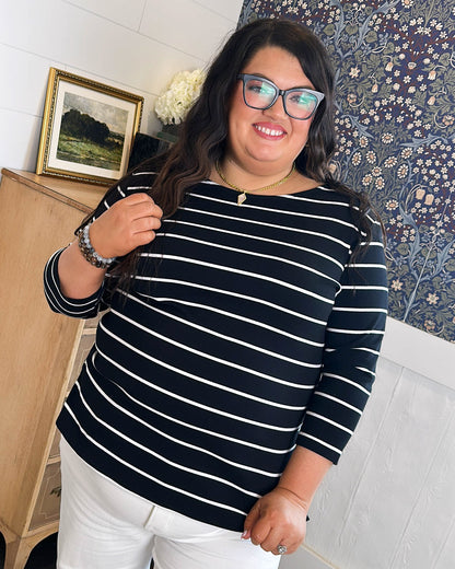 Nautica Lover Striped Boat Neck Top