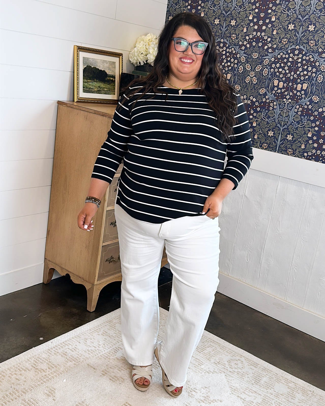 Nautica Lover Striped Boat Neck Top