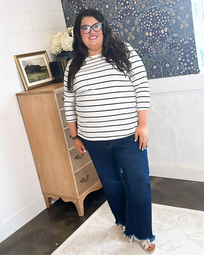 Nautica Lover Striped Boat Neck Top