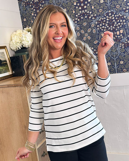 Nautica Lover Striped Boat Neck Top