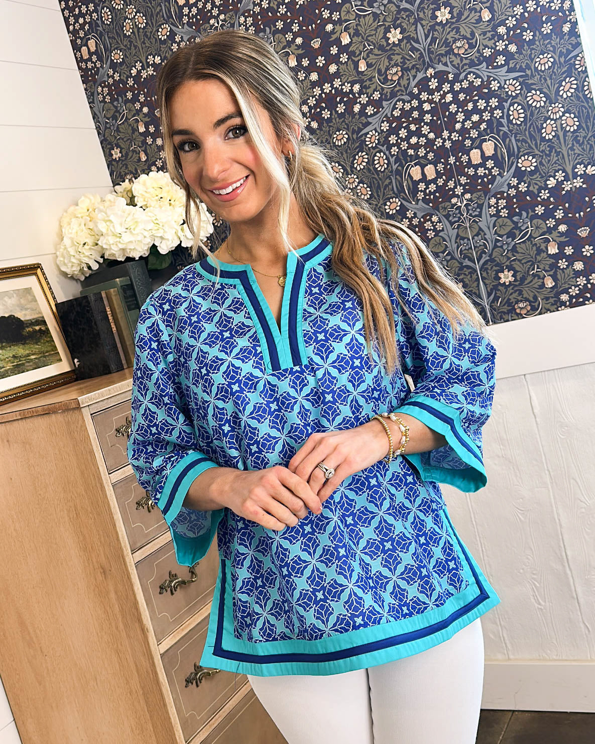 The Venetian Medallion Border Print Top