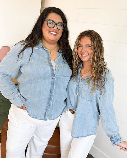 Blue Bayou Chambray Tab Sleeve Shirt