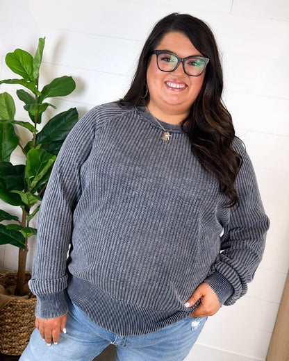 High Tide Washed Pointelle Knit Sweater