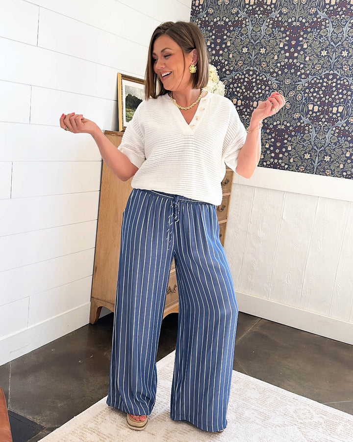 Over The Moon Striped Wide Leg Pants