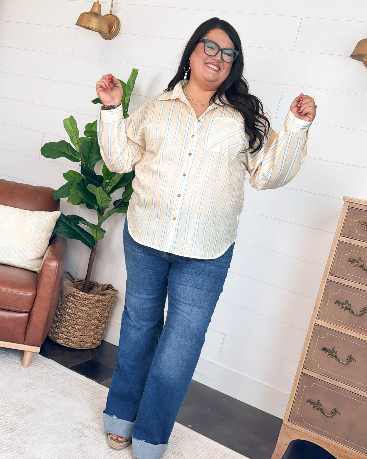 Sunny Days Striped Hi-Lo Shirt