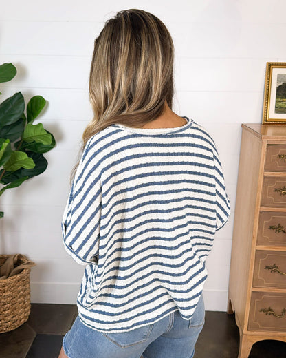 Smooth Strides Textured Striped Knit Top